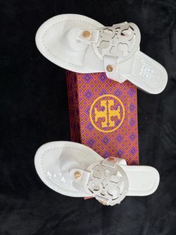 Glossy white Tory Burch sandals