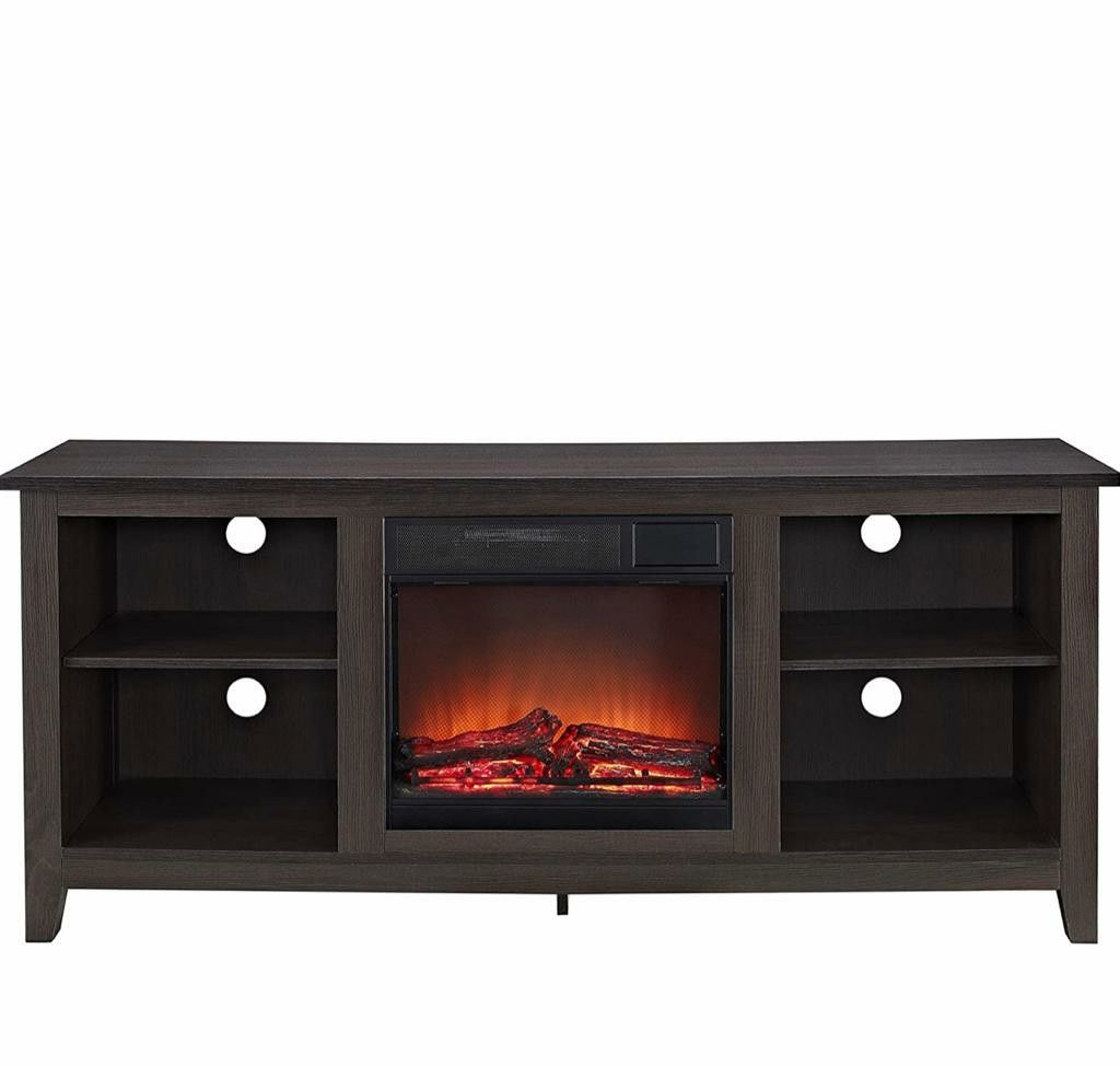 Walker Edison Charcoal Fireplace TV Stand for TVs up to 64"