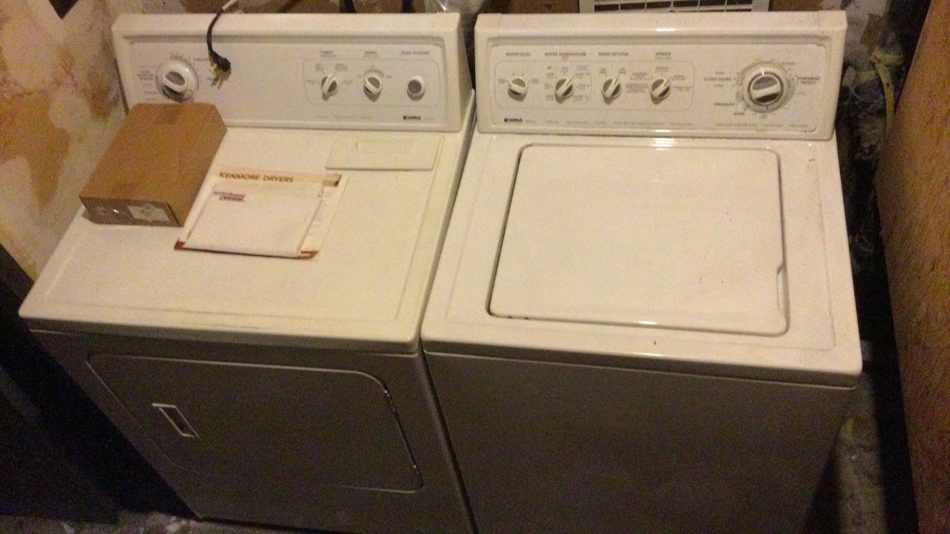 FREE Kenmore “80 Series” matched set Washer & Dryer!…One Works Perfect The other needs a new “switch” (parts are Inexpensive and readily available)