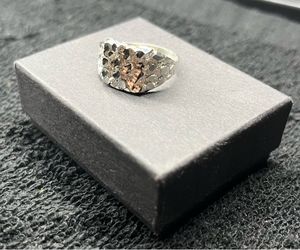 Silver pinky nugget rings