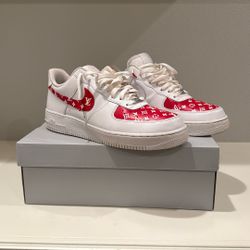 Custom Nike Air Force 1 - Red LV Print - Size 12.5 - Used