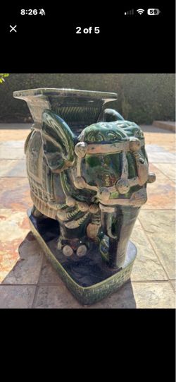 Collectible mid-to-late 20th century Chinese Green Glazed Ceramic Elephant Garden Stool