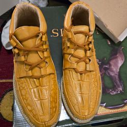 Caiman and Ostrich Skin ankle boots