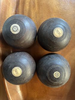 Four Antique Wood Collectable Bocce Balls