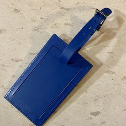 Luggage Tag ID Leeman Ilani Cowhide Leather blue