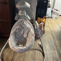 Baby Clothes, Car Seat With Two Base , And Baby Swing