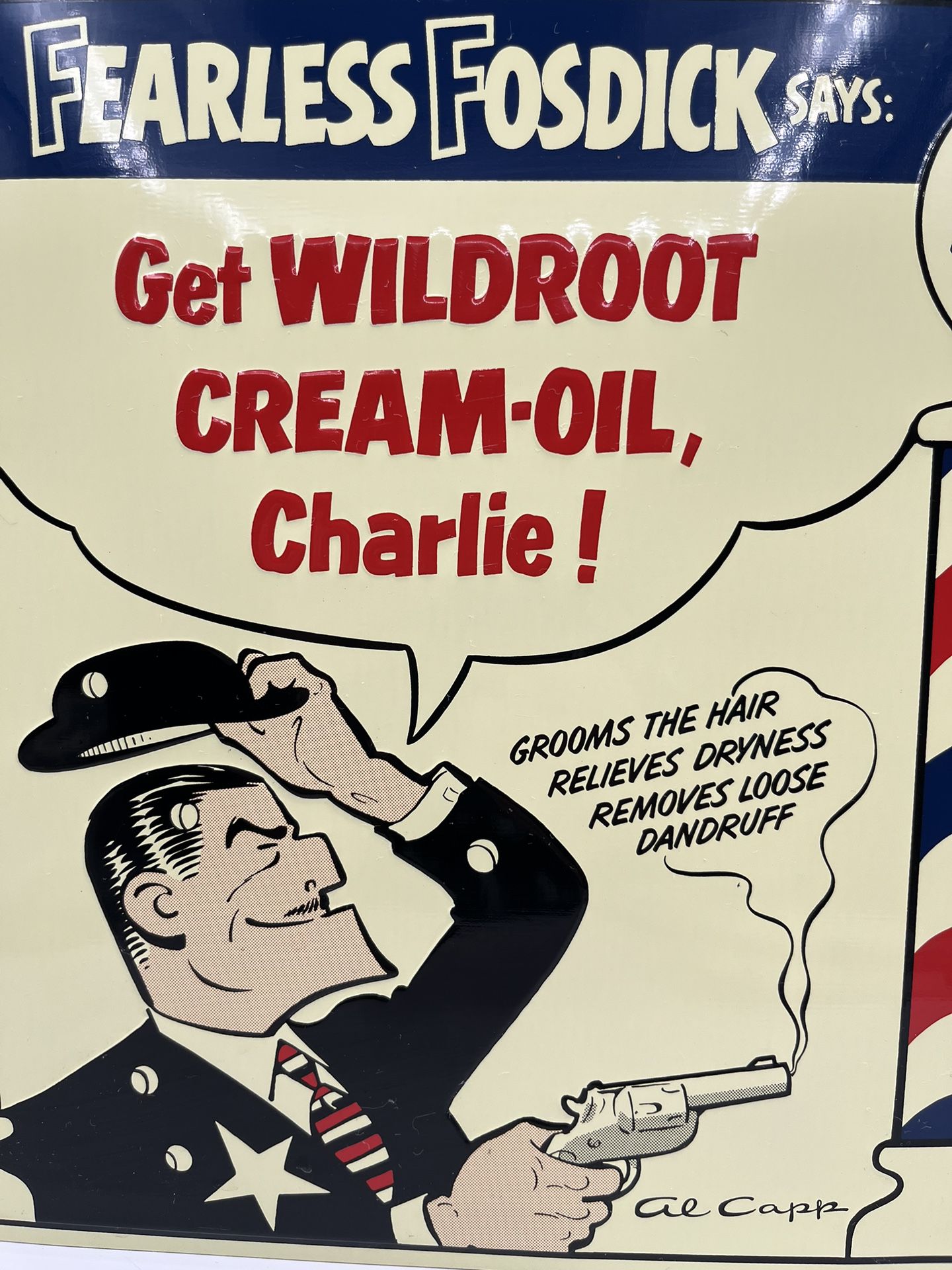 Fearless Fosdick  Wildroot Cream Oil Barber Shop  Metal Sign