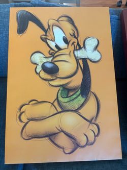 This is a Disney Store Pluto "Be A Dog" sketchstyle canvas and Pinocchio