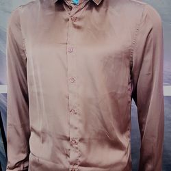 ASOS DESIGN Button-Down Long-Sleeve Shirt Men’s XS Rose 