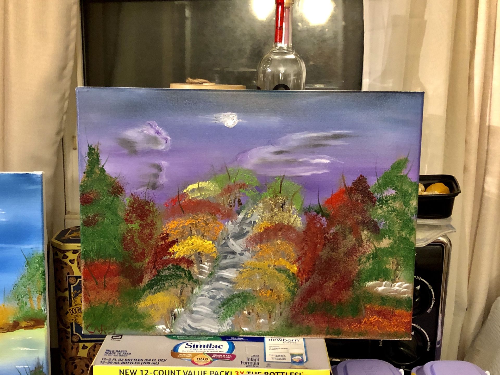 Fall path oil painting
