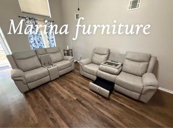 Gray Fabric Reclining Loveseat Set of 2