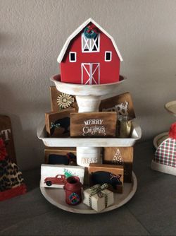 Farm Christmas Tiered Tray Decor(TRAY NOT INCLUDED)