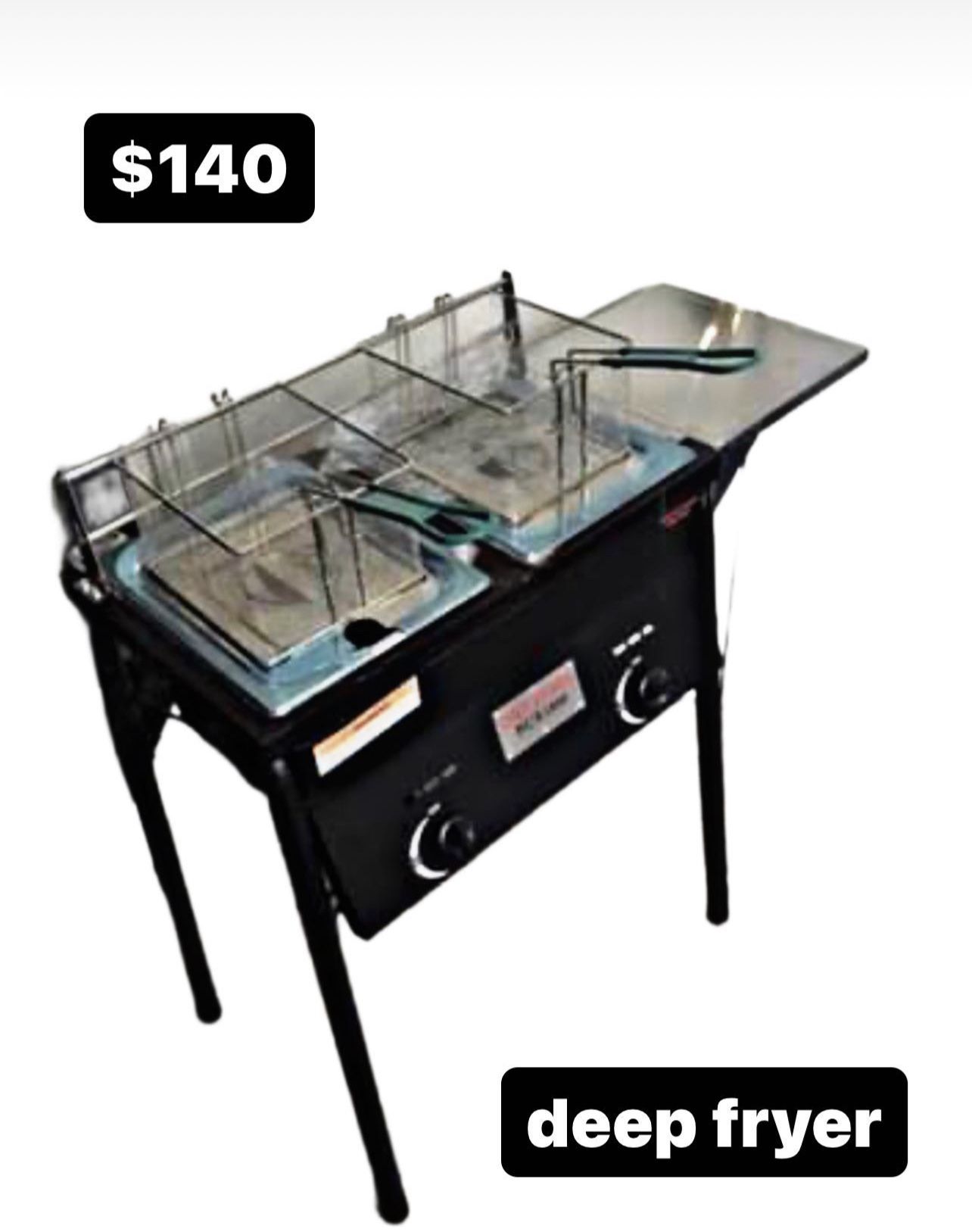 Deep Fryer Double Basket with Stand Cart 10 QT Stainless Steel Propane Gas Freidora de gas nueva con 2 canastas 10 qts con manguera y regulador todo