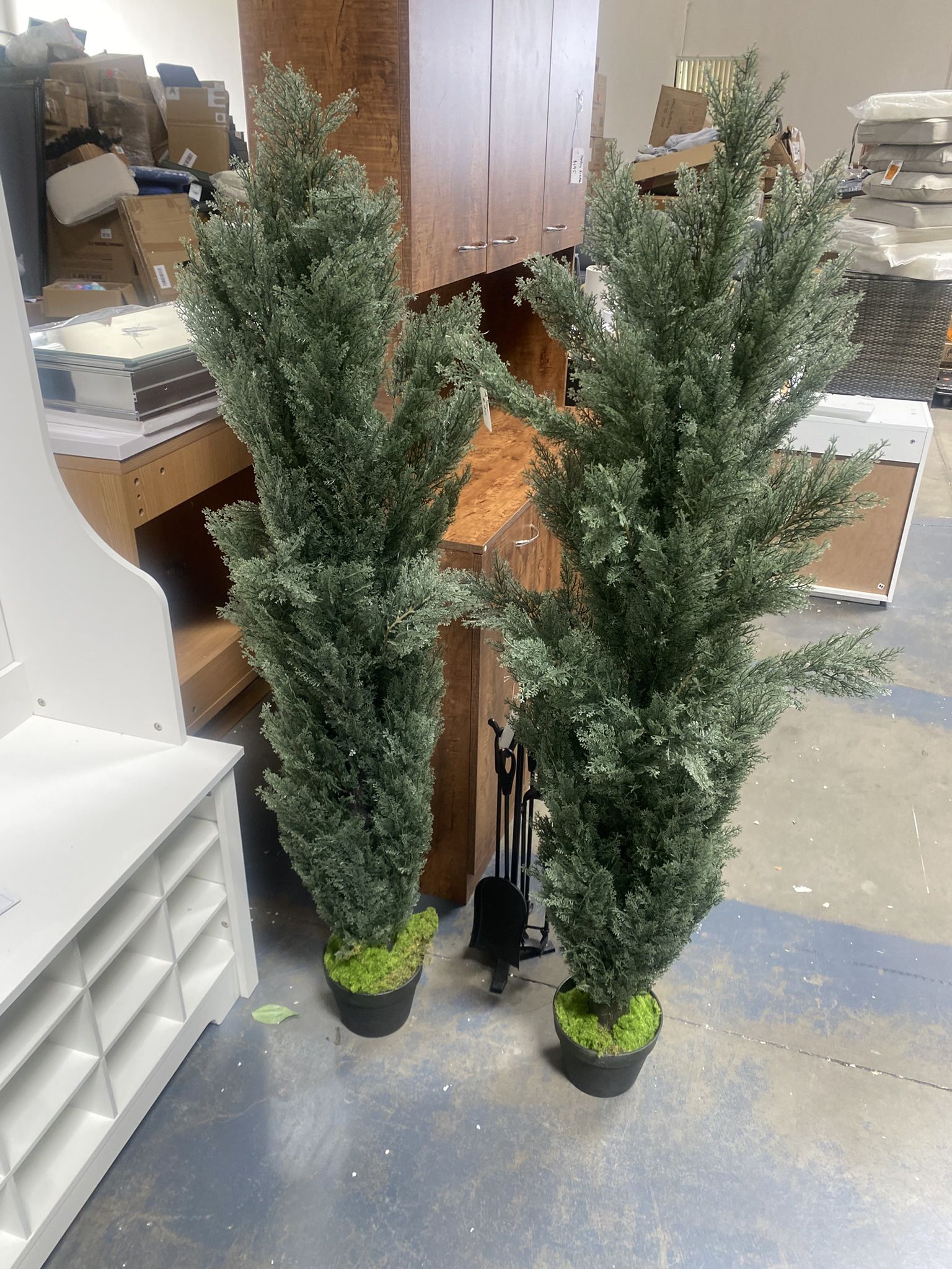 New 5ft Cedar Topiary Trees Artificial Outdoor Set of 2, 5 Foot UV Resistant Fake Evergreen Plants