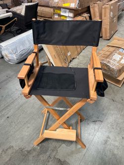 Tall Wooden Director's Chair with Black Canvas