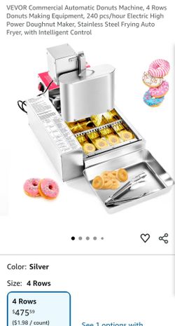 VEVOR Commercial Automatic Donuts Machine, 4 Rows Donuts Making Equipment, 240 pcs/hour Electric High Power Doughnut Maker, Stainless Steel Frying Aut