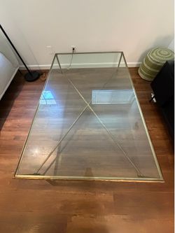 Brass and glass coffee table - heavy
