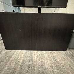 Modern Black Wood Media Console / Storage Credenza