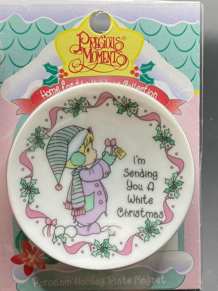 VTG 1995 Precious Moments Porcelain Holiday Plate Magnet 