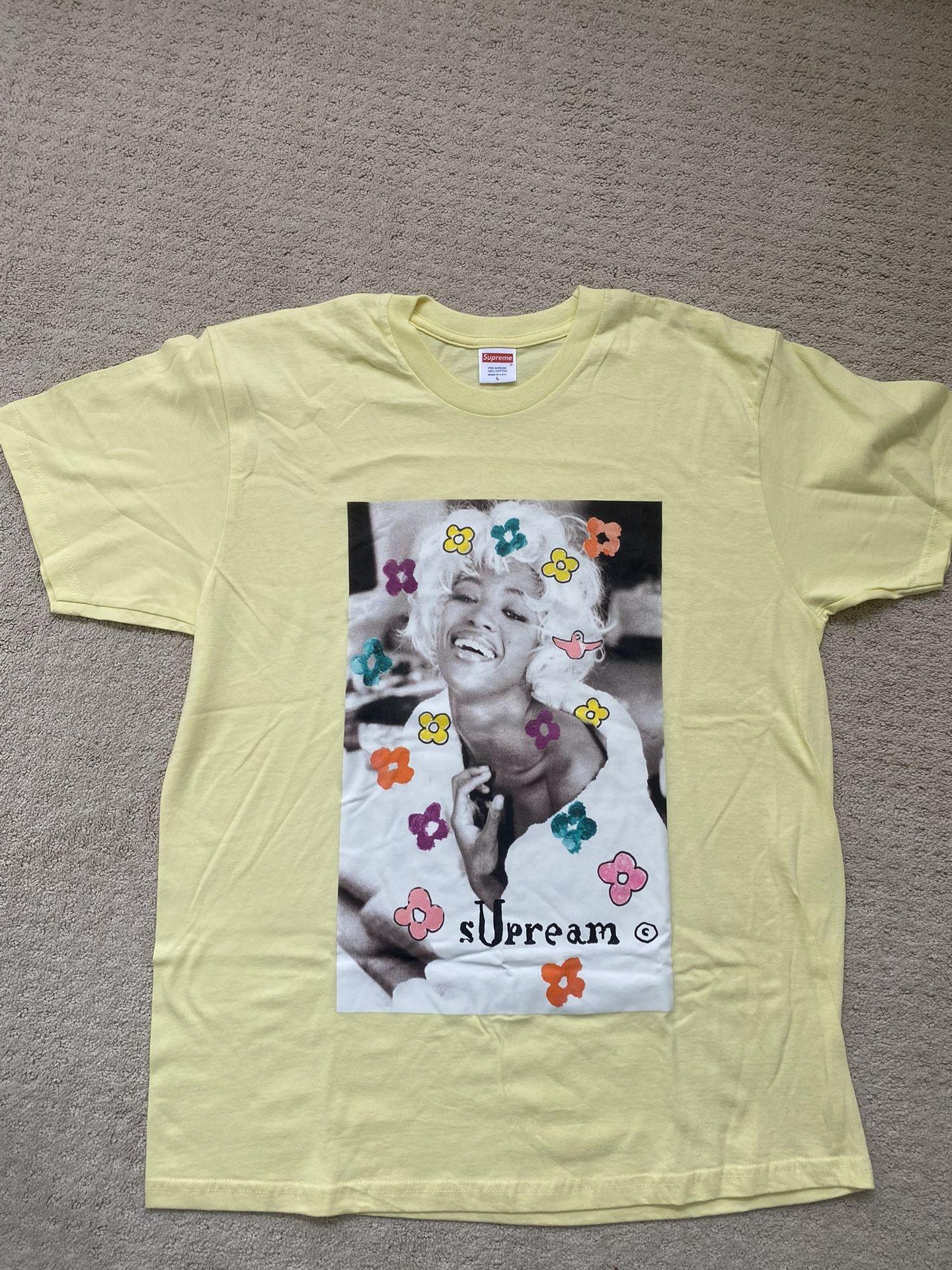 Supreme T Shirt Sz Large Naomi Campbell Pale Yellow for Sale in