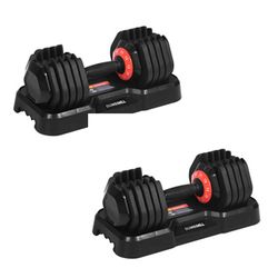 Adjustable 10-in-1 Weight Training dumbbells, 55 lb Max, Anti-Slip Handle, 1 Pair (2 pcs)