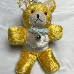 Teddy bear golden MOHAIR plush ARTICULATED squeaky bear Antique COLLECTION