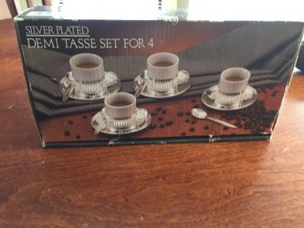 Silver Plated Demi Tasse base Set for 4 people.for $10