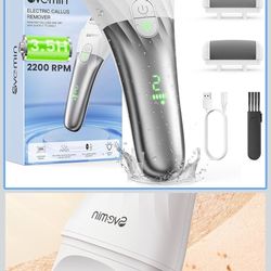 Electric Callus Remover for Feet - 2-Speed Rechargeable Pedicure Kit with 3 Rollers, IPX4 Waterproof Foot Scrubber & Digital Display | Professional De