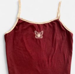 Y2K Burgundy And Pink Butterfly Cami Tank Top