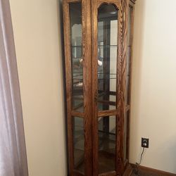 Curio Cabinet Solid Oak Corner Setting