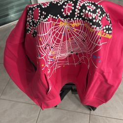 Vintage Style Spider Web Graphic Hoodie – Pink Streetwear Pullover