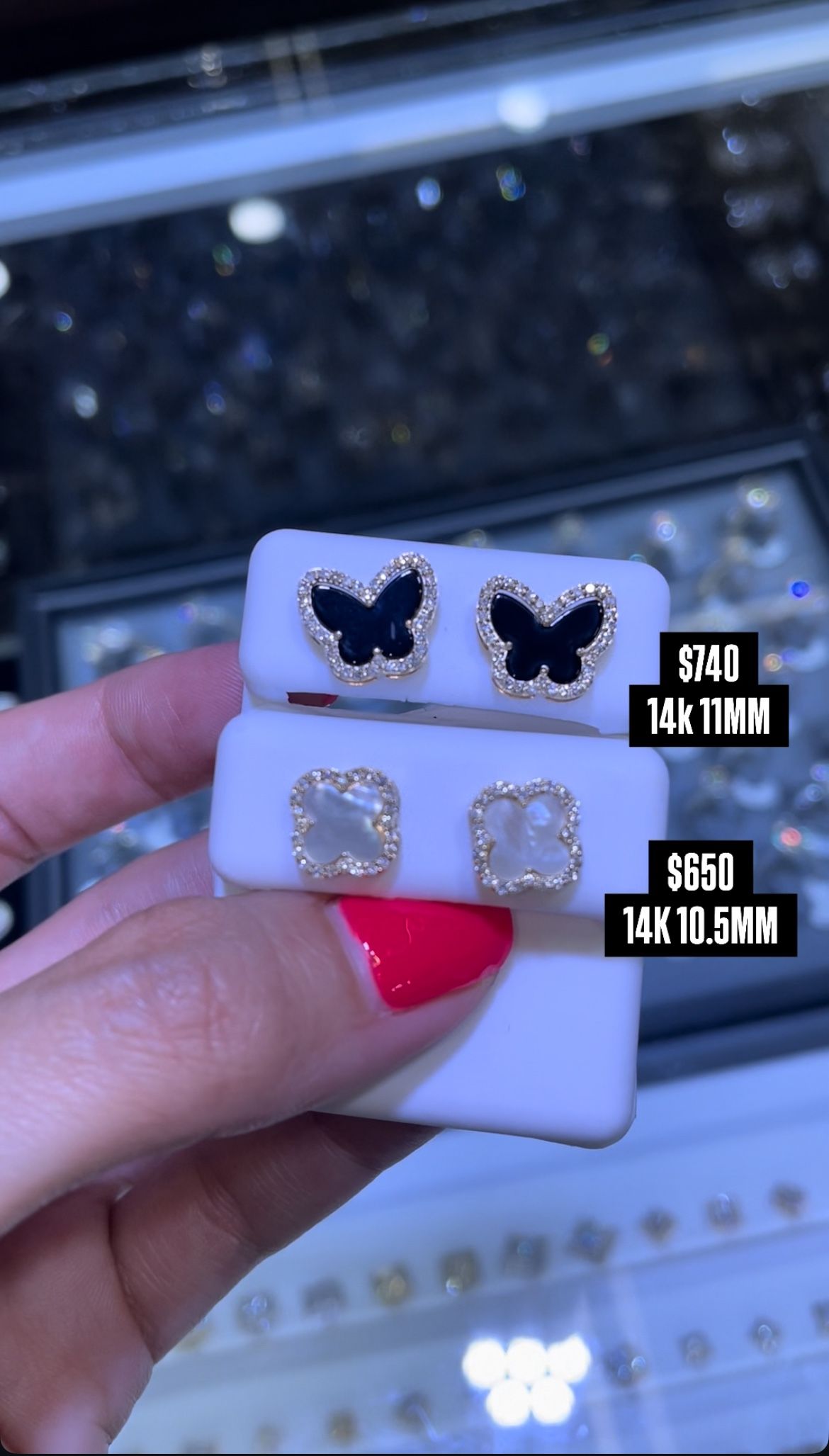 14K 10.5MM  Natural Diamonds Screw Back Earrings