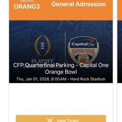 Orange Bowl Game Orange Parking Pass 