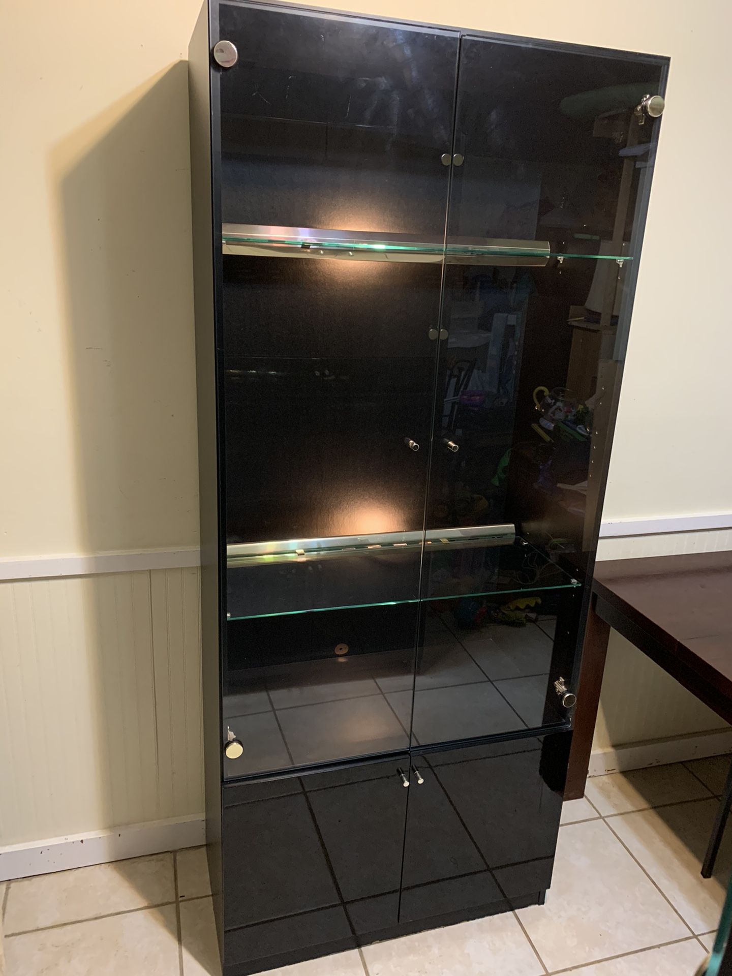 Tall Shelf with Glass Door (77 x 33 x 16 inches)