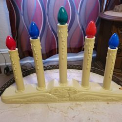 Mid-century Blow Mold Candleabra Electric Lamp Plastic Drip Christmas Candle Design (AS-IS Please Read)