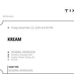 Kream - Sunbar - Ticket 