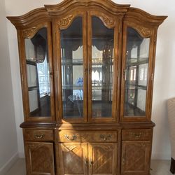 Medium Oak Dining Room Set- Cabinet, Table, Buffet