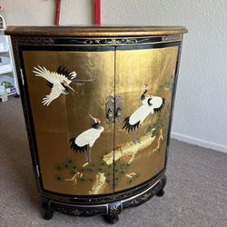 Vintage Oriental Style Lacquer Corner Table