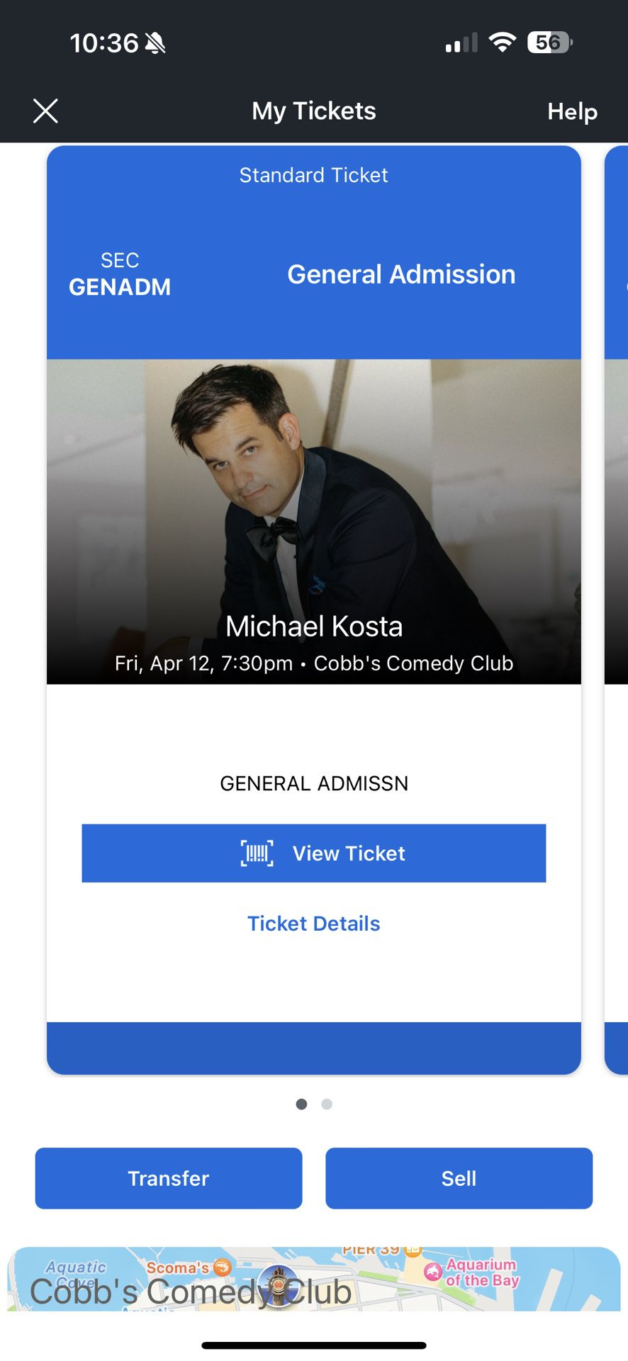 2 Tickets Cobbs Comedy 4/12 7:30pm