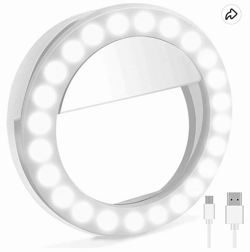 NEW Portable Phone Selfie LED Ring Light with USB Charging Cable
