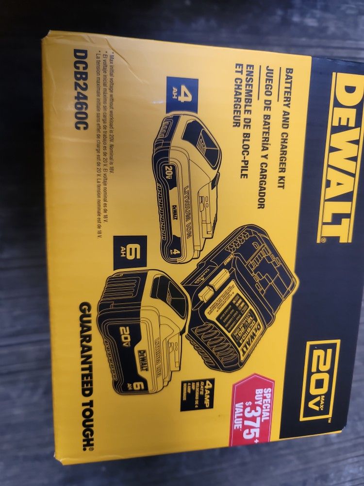 DEWALT 20VMAX 6.0AH 4.0AH BATTERIES AND CHARGER 4AMP NEW