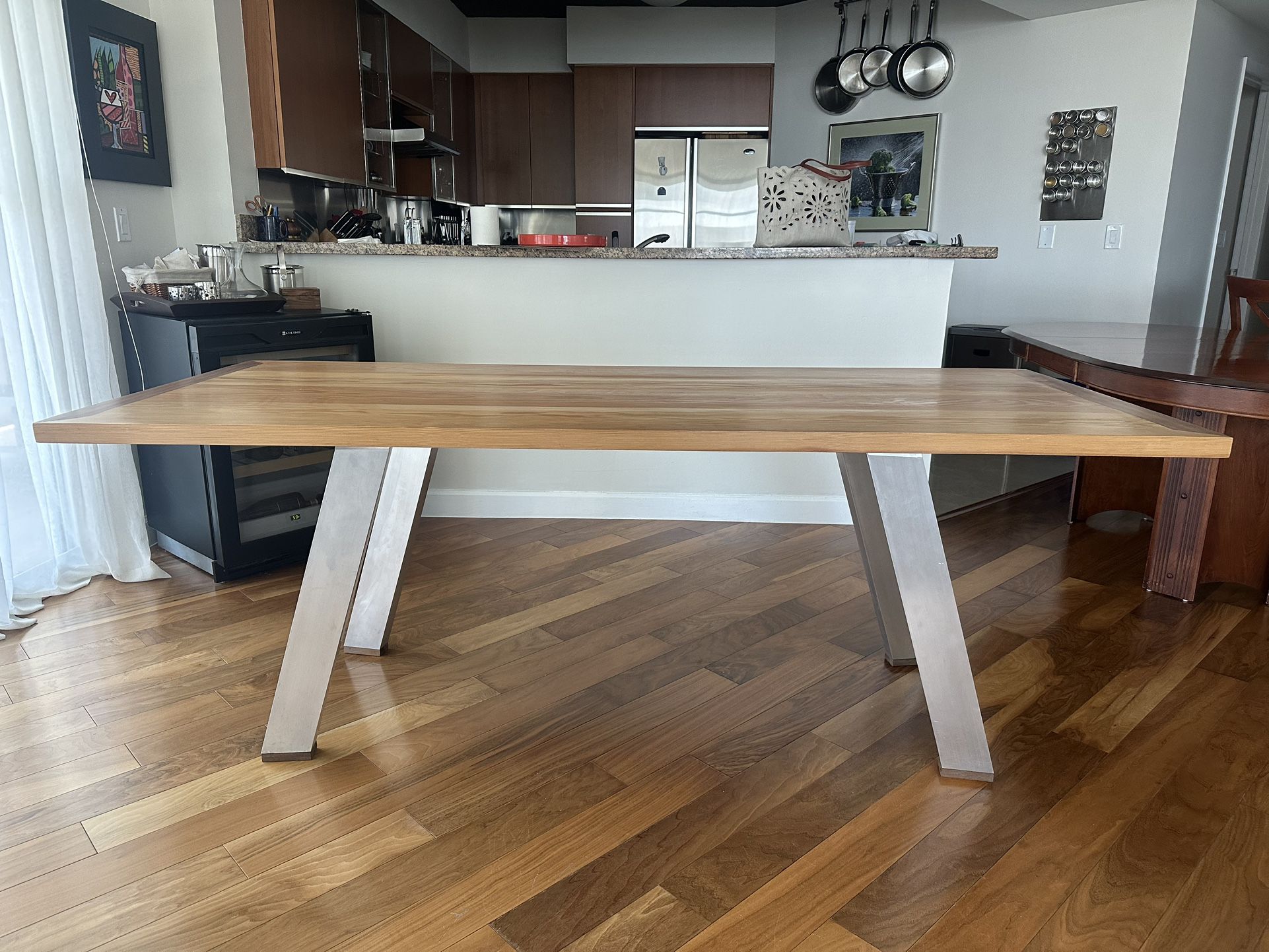 Solid Wood Table With Aluminum Legs - Custom-made