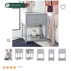 Yudi 1 Drawer 1 Shelf Nightstand in Grey by Safavieh 