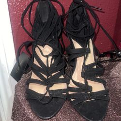 New Black Heels Long Lace 