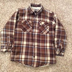 Boys Override Sherpa Lined Plaid Shirt Size L (5/6)