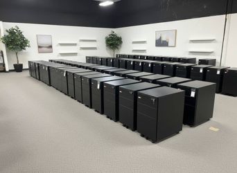 Black Metal Mobile Pedestal Filing Cabinet