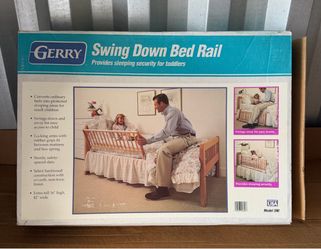 Vintage Gerry Swing Down Bed Rail Model 390 Wood Toddler Safety Guard New Open Box