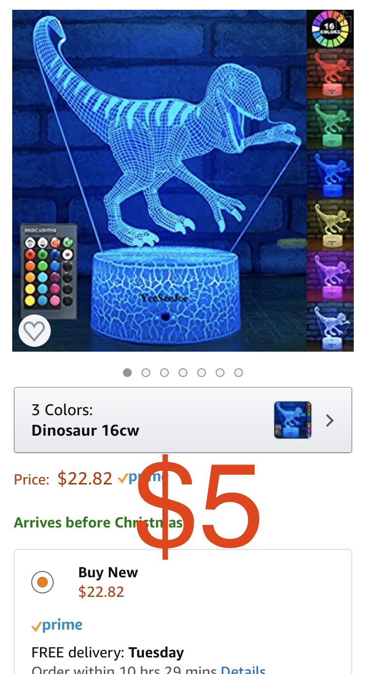 Brand new Dinosaur Toys Night Lights for Kids with 16 Colors Adjustable Remote & 7 Colors Dimmable Touch Velociraptor Dinosaur Gifts for Boys Age 2 3