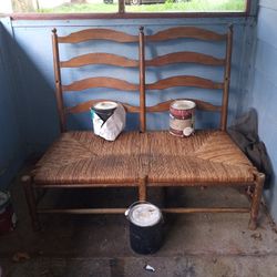20th-C. French Country Carved Maple Settee Bench 