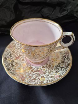 Royal Stafford fine English bone china pale pink teacup & saucer set